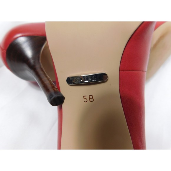 LAUREN RALPH LAUREN RED LEATHER LOGO HEELS PUMPS SZ 5 - Picture 8 of 8